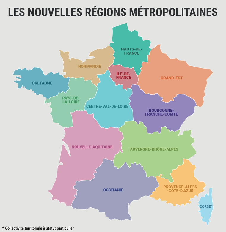 Die Verwaltungsregionen Frankreichs