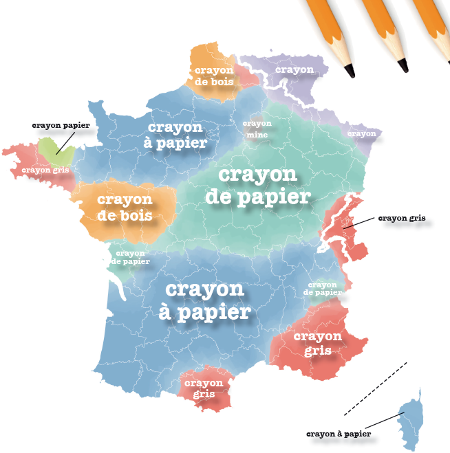 crayon de papier op de kaart Mathieu Avanzi Atlas du francais de nos regions