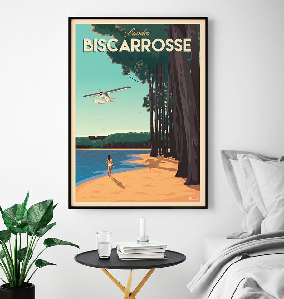 biscarosse marcel travel poster frankreich