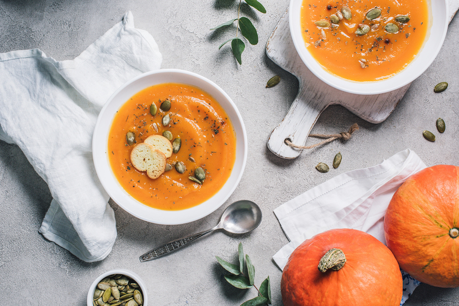 Franse pompoensoep met kastanjes - Kurbissuppe