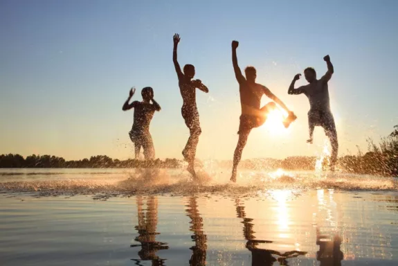 met tieners op vakantie